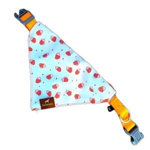 Pupacino Orange & White Dog Bandana Collar Medium Coffee Print NEW NWOT Puppy